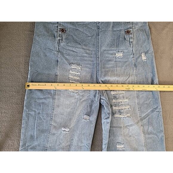 Oversized Distressed Denim Overalls • Women’s M • Boho Festival Wide Leg - Picture 10 of 14